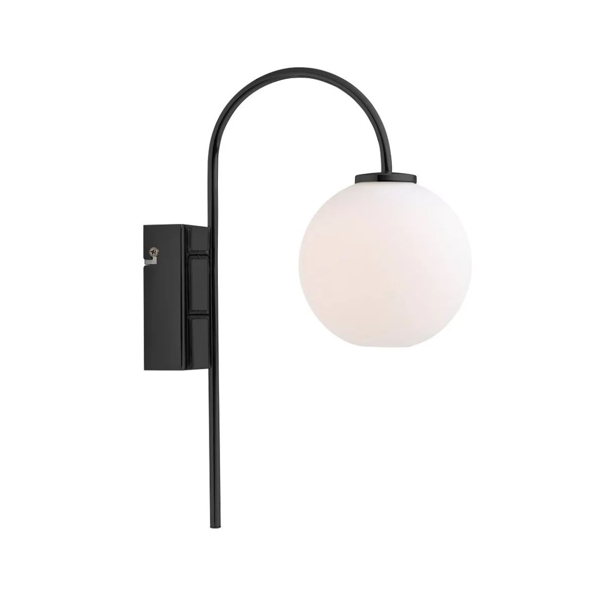 Herstal Ballon Wandleuchte schwarz Glas opal G9