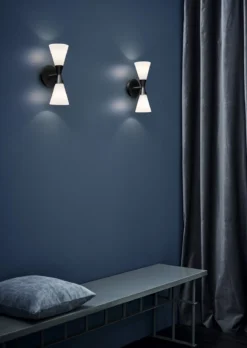 Herstal Harlekin Duo Wandleuchte 2-flammig schwarz matt E14 mit Kabel