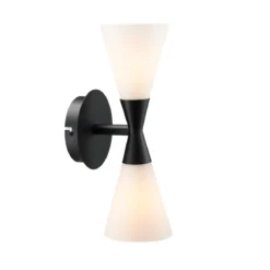 Herstal Harlekin Duo Wandleuchte 2-flammig schwarz matt E14 mit Kabel