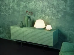 Herstal Leuchten Tischleuchte Bloom L Silber Opal E27