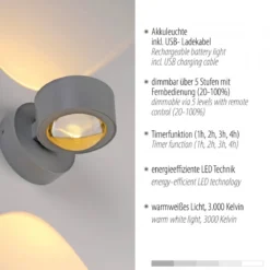 JUST LIGHT 19330-21 AKKU-CHIA AKKU-Wandleuchte silber 3000K