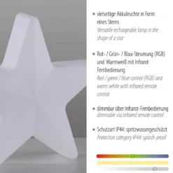 JUST LIGHT 19290-16 AKKU STAR AKKU-Leuchte weiss RGBW-Farbwechsel