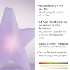 JUST LIGHT 19291-16 AKKU STAR AKKU-Leuchte weiss RGBW-Farbwechsel