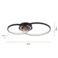JUST LIGHT 14540-18 ASMINA LED Deckenleuchte 2-flammig schwarz 3000K