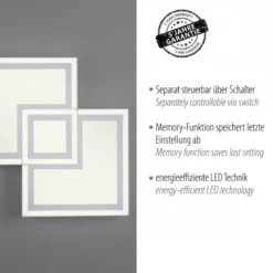 JUST LIGHT 14880-16 BEDGING LED Deckenleuchte weiß 40x40cm