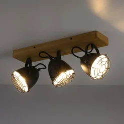 JUST LIGHT 15173-18 BEETLE Deckenleuchte 3-flammig schwarz Holz