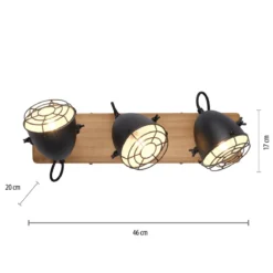 JUST LIGHT 15173-18 BEETLE Deckenleuchte 3-flammig schwarz Holz
