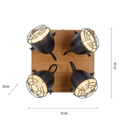 JUST LIGHT 15174-18 BEETLE Deckenleuchte 4-flammig schwarz Holz