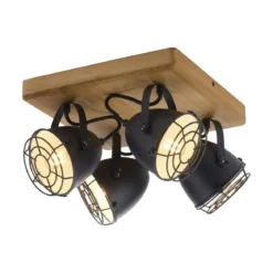 JUST LIGHT 15174-18 BEETLE Deckenleuchte 4-flammig schwarz Holz