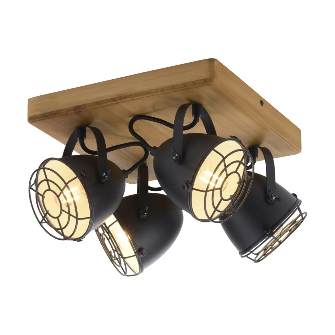 JUST LIGHT 15174-18 BEETLE Deckenleuchte 4-flammig schwarz Holz
