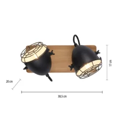 JUST LIGHT 15172-18  BEETLE Wandleuchte 2-flammig schwarz Holz