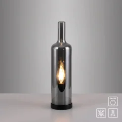JUST LIGHT 14006-25 BOTTLE Tischleuchte rauchfarben Rauchglas