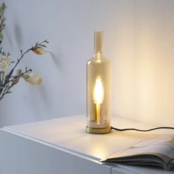 JUST LIGHT 14006-27 BOTTLE Tischleuchte amberglas