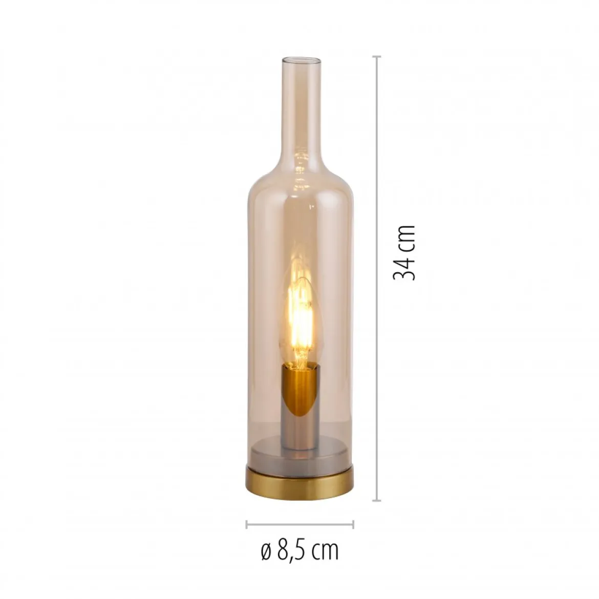 JUST LIGHT 14006-27 BOTTLE Tischleuchte amberglas