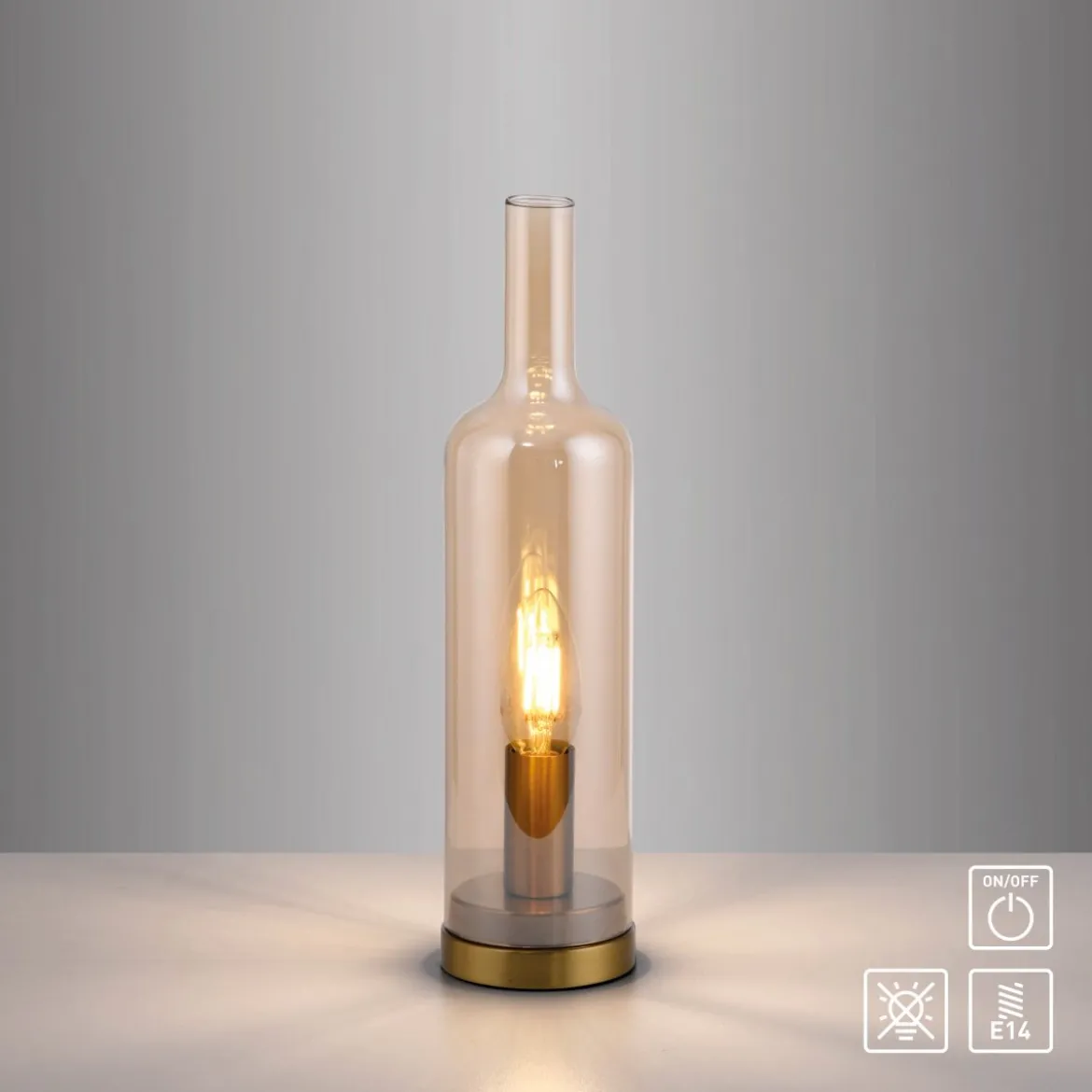 JUST LIGHT 14006-27 BOTTLE Tischleuchte amberglas