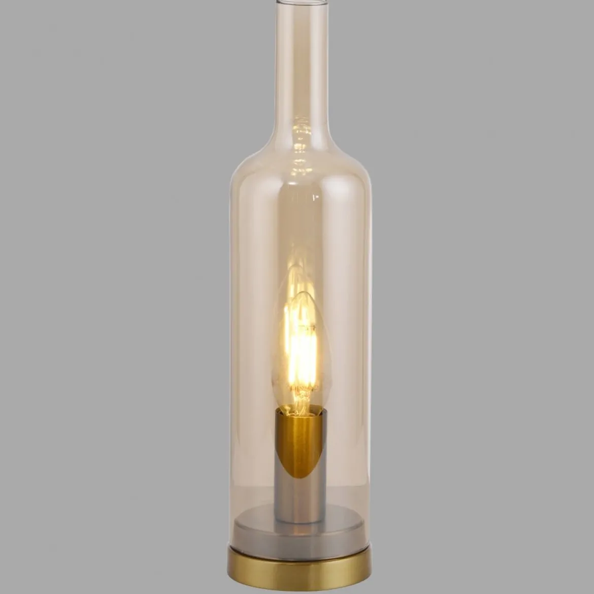 JUST LIGHT 14006-27 BOTTLE Tischleuchte amberglas