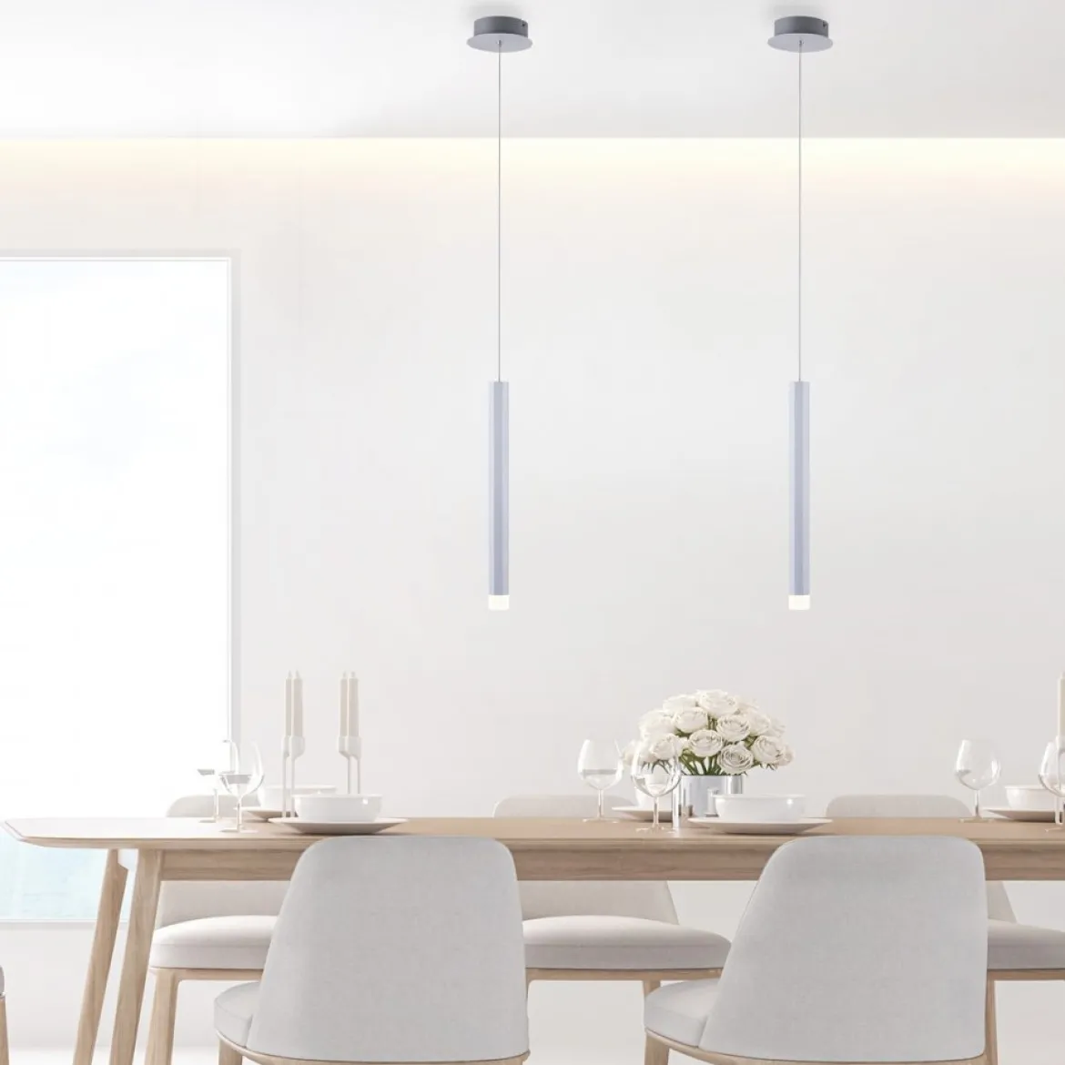 JUST LIGHT 15202-95 BRUNO LED Pendelleuchte 1-flammig aluminium 3000K