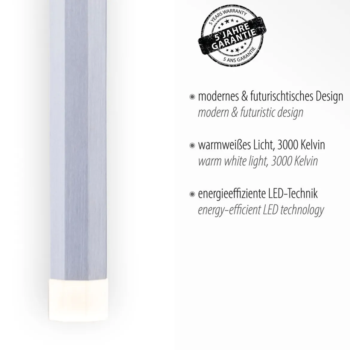 JUST LIGHT 15202-95 BRUNO LED Pendelleuchte 1-flammig aluminium 3000K