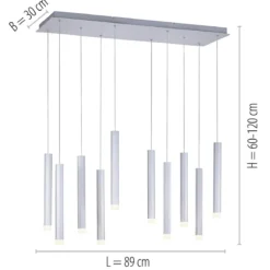 JUST LIGHT 15206-95 BRUNO LED Pendelleuchte 10-flammig alu silber 3000K