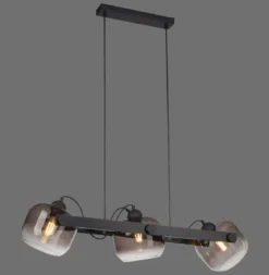 JUST LIGHT 15753-18 CUP 2.0 Pendelleuchte 3-flammig schwarz Rauchglas