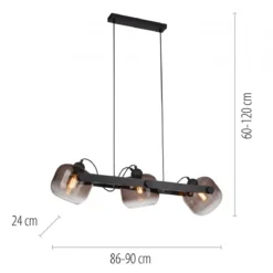 JUST LIGHT 15753-18 CUP 2.0 Pendelleuchte 3-flammig schwarz Rauchglas