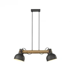 JUST LIGHT 15742-18 CUP 2.0 Pendelleuchte 2-flammig schwarz Holz E27