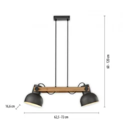 JUST LIGHT 15742-18 CUP 2.0 Pendelleuchte 2-flammig schwarz Holz E27