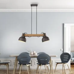 JUST LIGHT 15742-18 CUP 2.0 Pendelleuchte 2-flammig schwarz Holz E27
