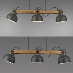 JUST LIGHT 15743-18 CUP 2.0 Pendelleuchte 3-flammig schwarz Holz E27