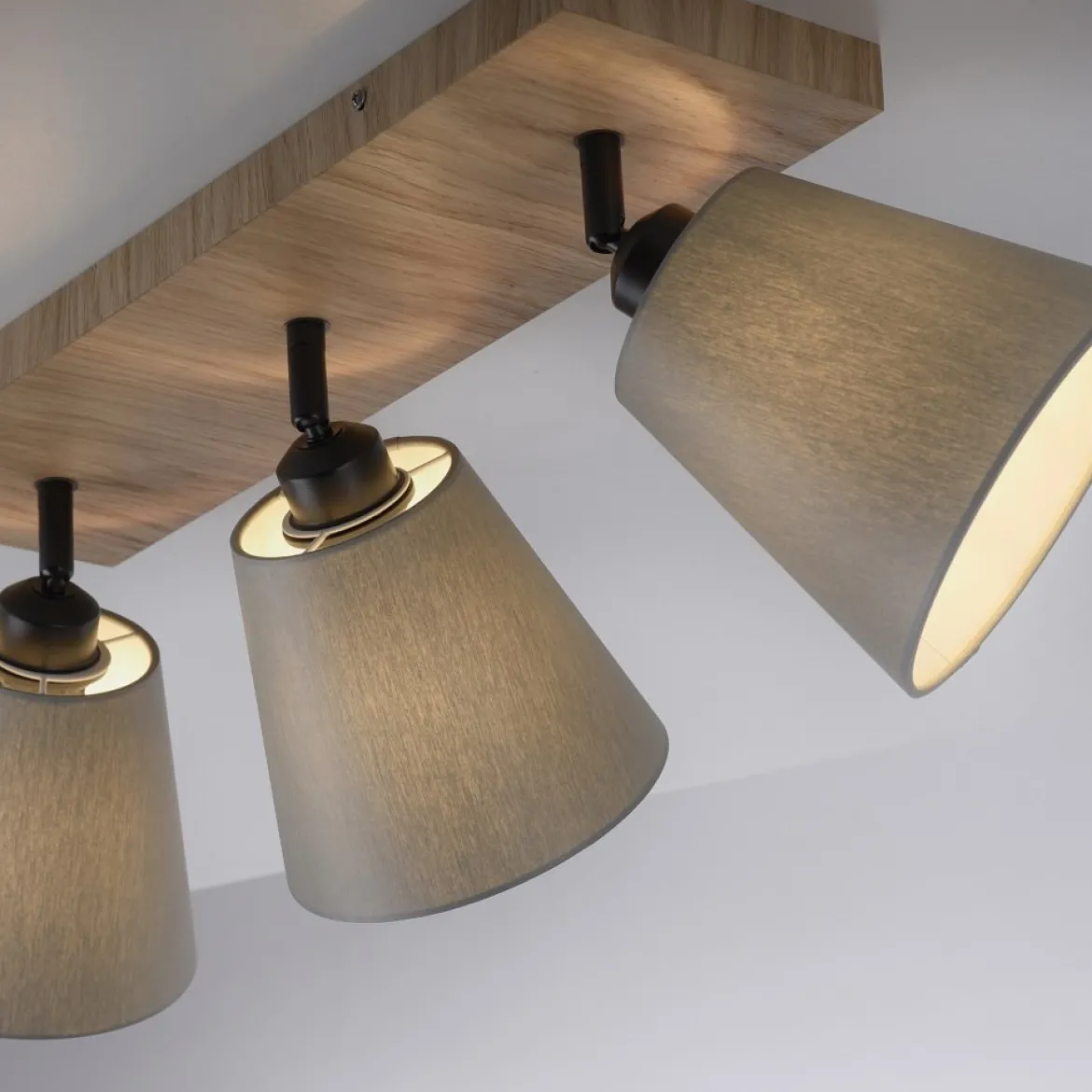JUST LIGHT 11582-79 Deckenleuchte Green Michel 3-flammig Eiche Stoffschirme Grau