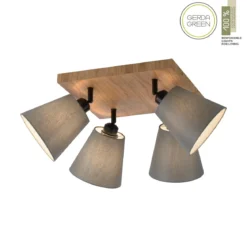 JUST LIGHT 11583-79 Deckenleuchte Green Michel 4-flammig Eiche Stoffschirme Grau