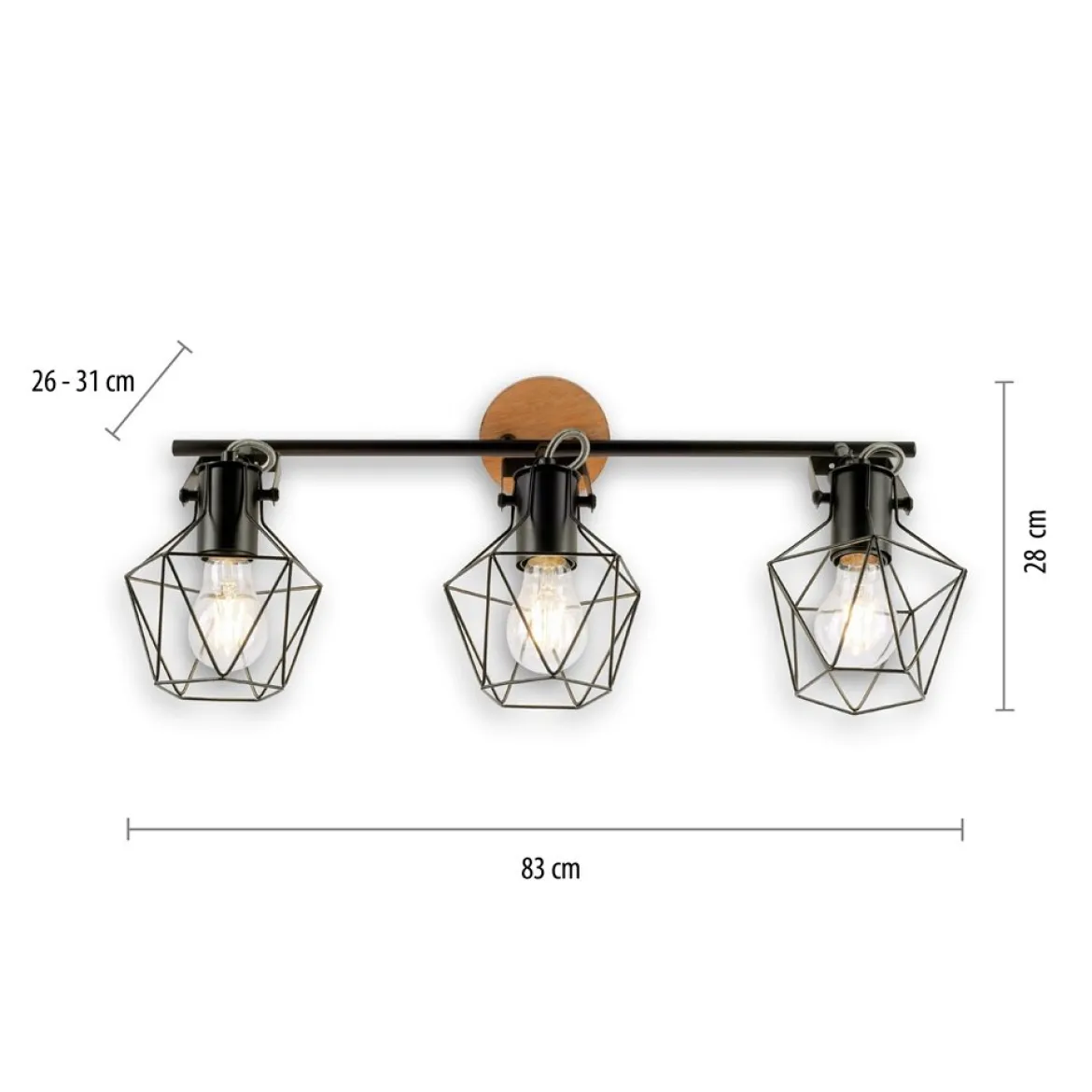 JUST LIGHT 15673-78 Deckenleuchte JARO Holz-natur 3-flammig