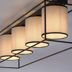 JUST LIGHT 15304-18 Deckenleuchte RAVEN 4-flammig schwarz Stoffschirme