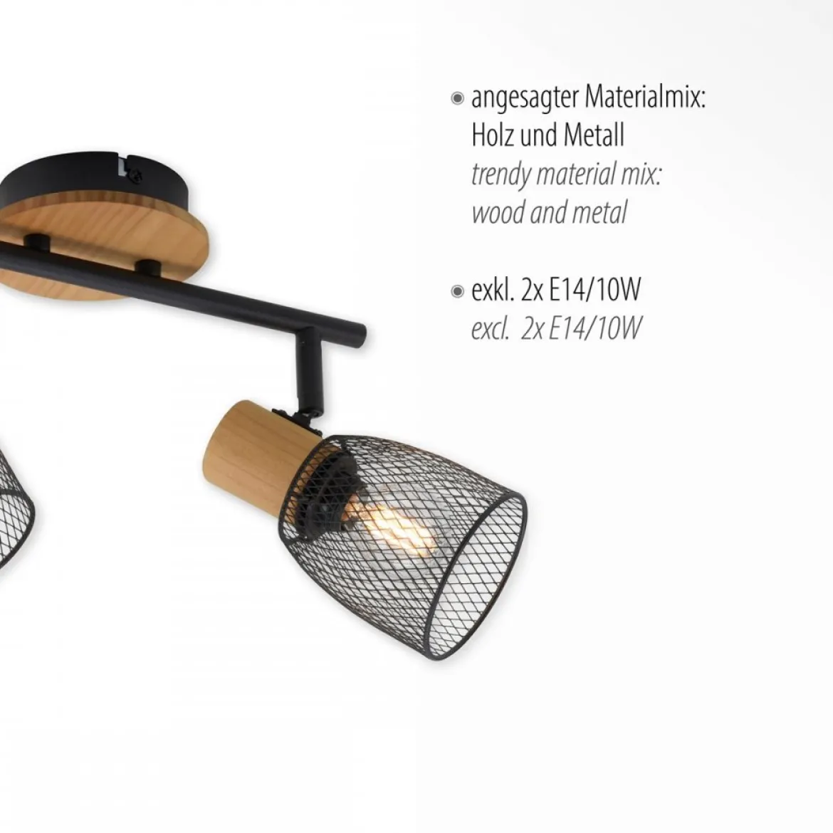 JUST LIGHT 15192-79 Deckenleuchte TAMIS 2-flammig Holz Metall