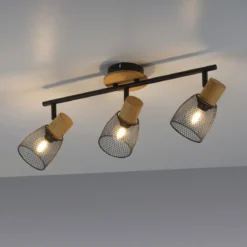 JUST LIGHT 15193-79 Deckenleuchte TAMIS 3-flammig schwarz Holz