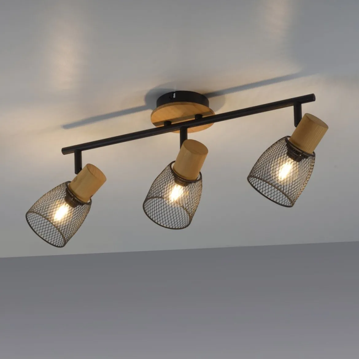 JUST LIGHT 15193-79 Deckenleuchte TAMIS 3-flammig schwarz Holz