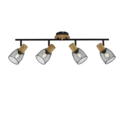 JUST LIGHT 15194-79 Deckenleuchte TAMIS 4-flammig schwarz Holz
