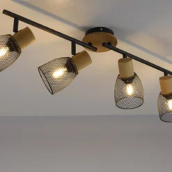 JUST LIGHT 15194-79 Deckenleuchte TAMIS 4-flammig schwarz Holz