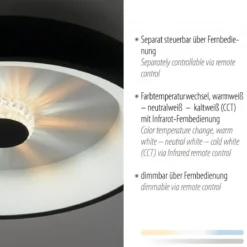 JUST LIGHT 14384-18 Deckenleuchte Vertigo schwarz CCT Kristalleffekt 47cm