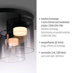 JUST LIGHT 14041-18 ELIO Deckenleuchte 3-flammig schwarz 3000K