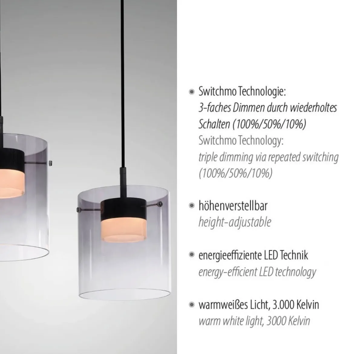 JUST LIGHT 14043-18 ELIO Pendelleuchte 3-flammig schwarz 3000K