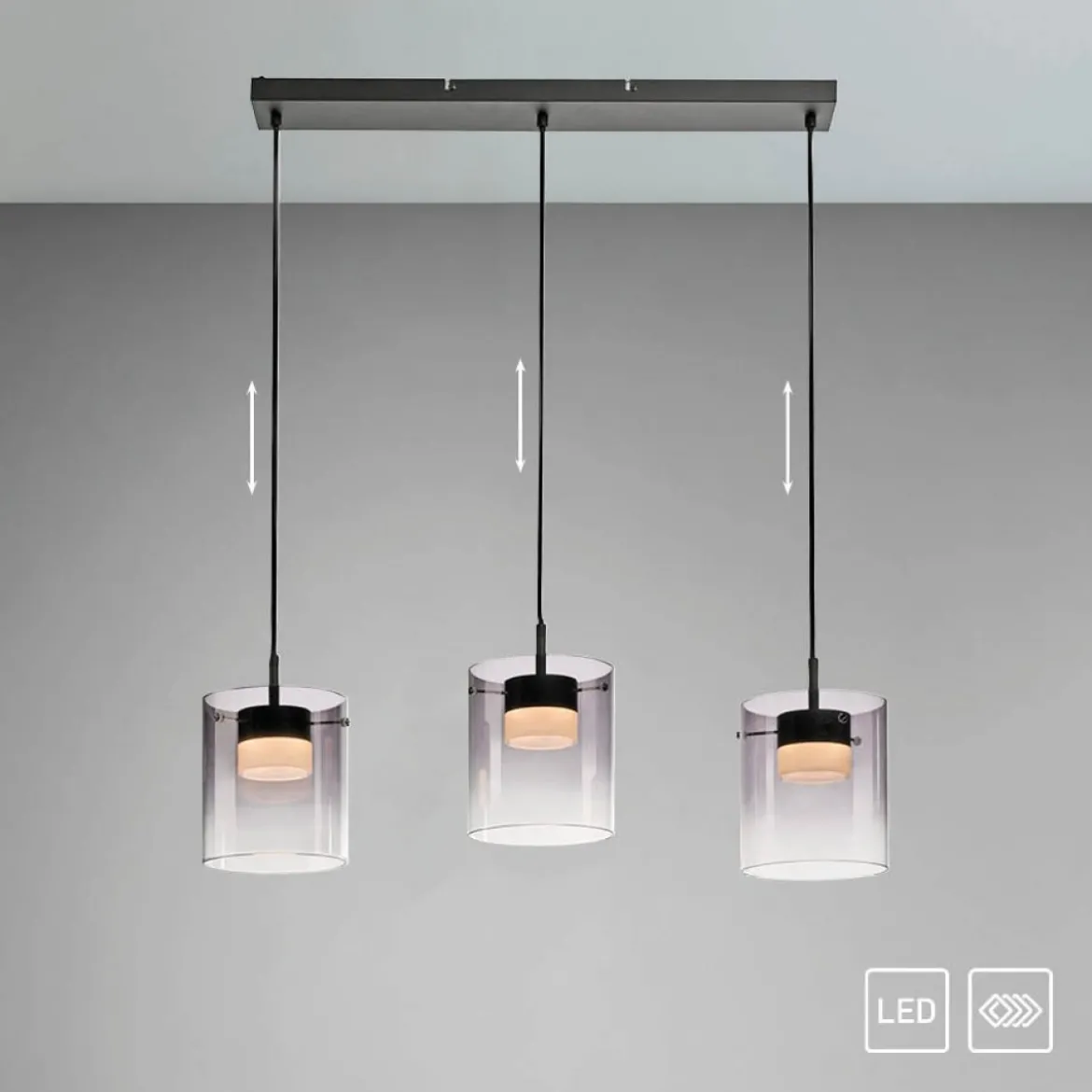 JUST LIGHT 14043-18 ELIO Pendelleuchte 3-flammig schwarz 3000K