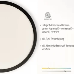 JUST LIGHT 15571-18 FLAT LED Deckenleuchte schwarz 40cm CCT