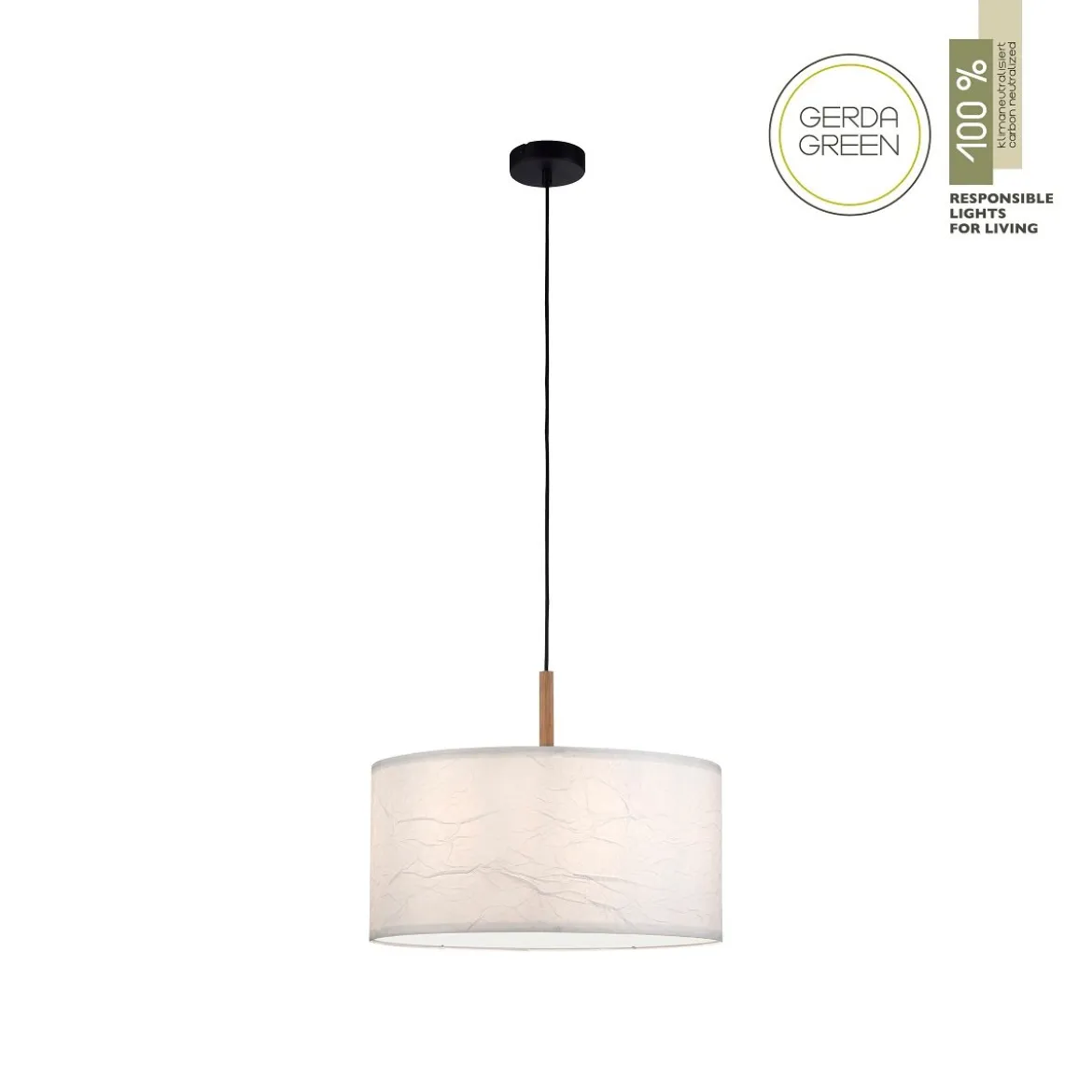 JUST LIGHT 14181-16 Green Sofie Pendelleuchte 1-flammig E27 Schwarz Papierschirm Weiß