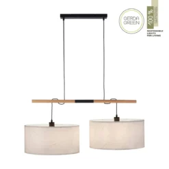 JUST LIGHT 14182-16 Green Sofie Pendelleuchte 2-flammig E27 Schwarz Papierschirm Weiß