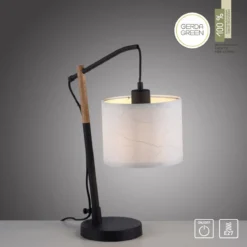 JUST LIGHT 14184-16 Green Sofie Tischleuchte 1-flammig E27 Schwarz Papierschirm Weiß