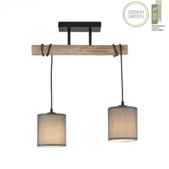JUST LIGHT 15782-29 GREEN TRIBU Pendelleuchte taupe Stoffschirm 2-flammig