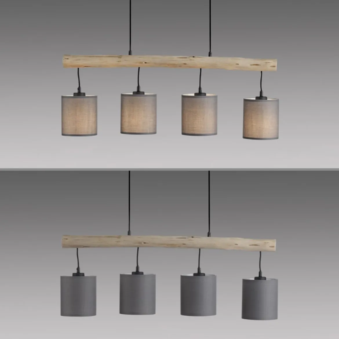 JUST LIGHT 15783-29 GREEN TRIBU Pendelleuchte taupe Stoffschirm 4-flammig