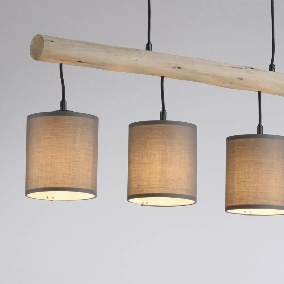 JUST LIGHT 15783-29 GREEN TRIBU Pendelleuchte taupe Stoffschirm 4-flammig