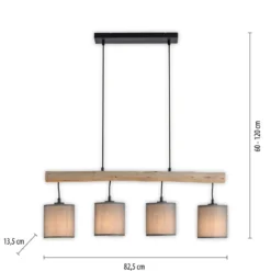 JUST LIGHT 15783-29 GREEN TRIBU Pendelleuchte taupe Stoffschirm 4-flammig